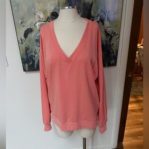 Athleta Coral V-Neck Sea Soft Sweatshirt